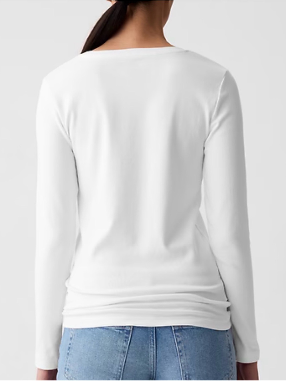 Modern Everyday Long Sleeve White Crewneck Top - Picture 3 of 7